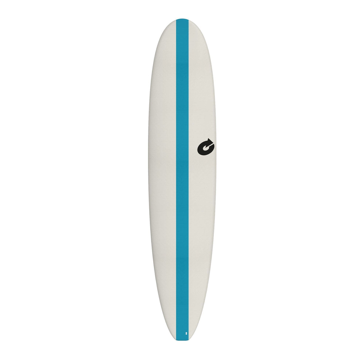 Torq Softboard EVA Longboard in Weiß mit Blauem Streifen, Draufsicht