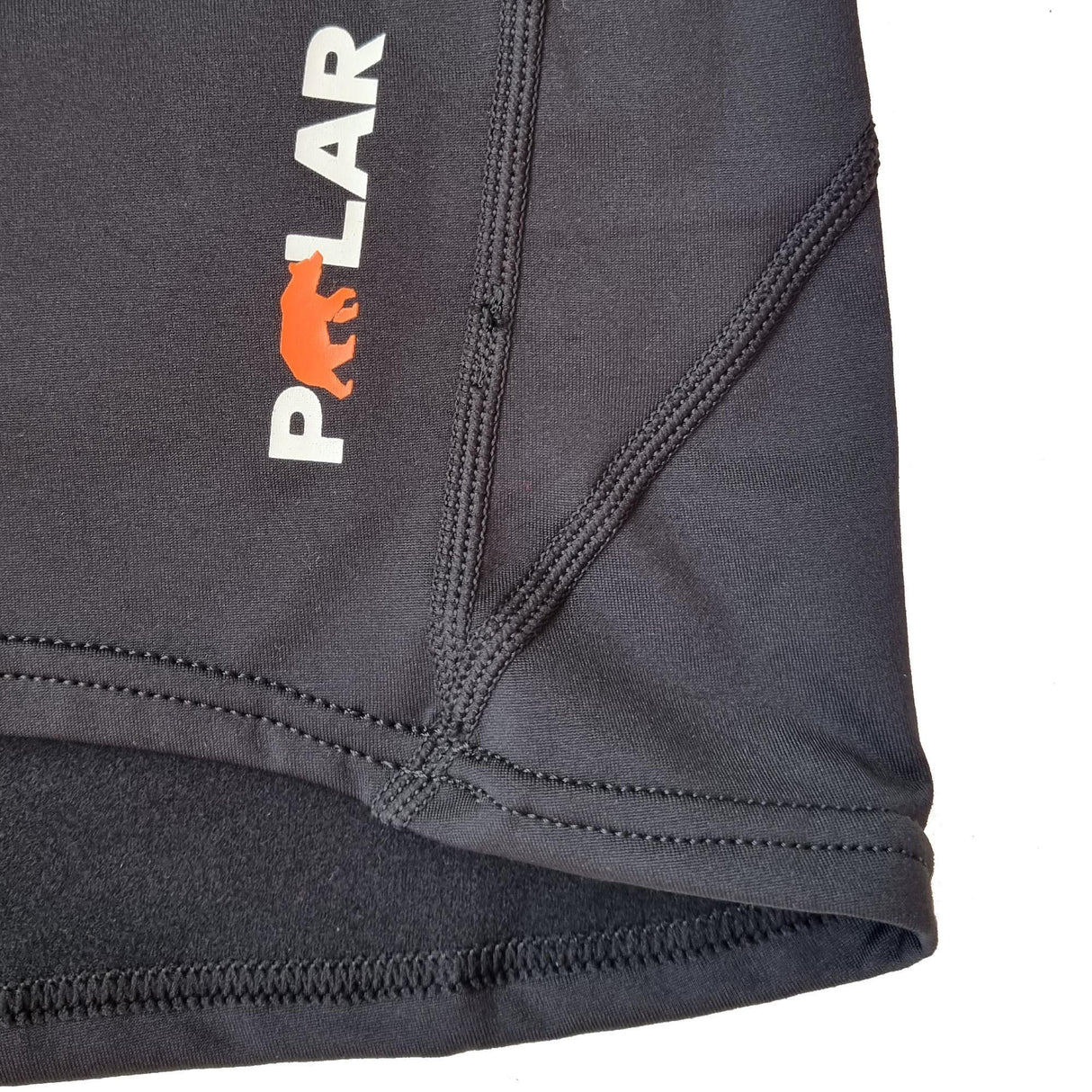 MDNS Polar Prime Neopren Haubenweste grau, Detailansicht mit Reißverschluss und Logo