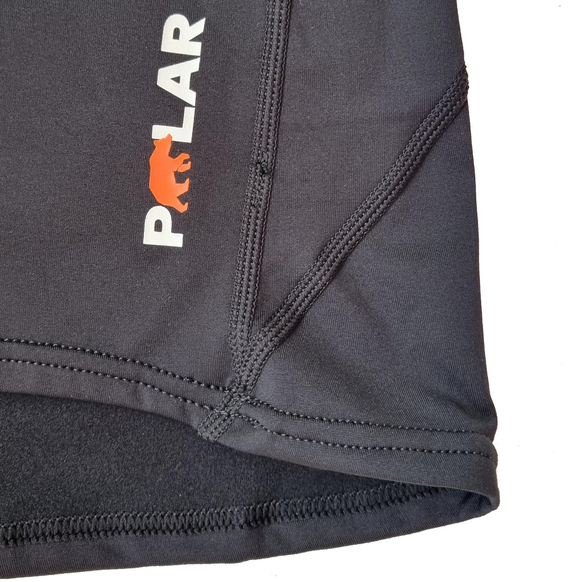 MDNS Polar Prime Neopren Haubenweste grau, Detailansicht mit Reißverschluss und Logo