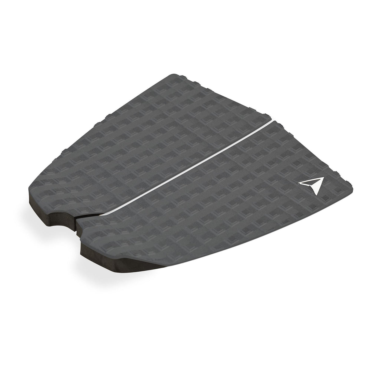 Roam Footpad Deck Grip Traction Pad 2-tlg, zweiteiliges schwarzes Griffpad mit strukturierter Oberfläche und weißem Streifen, Draufsicht