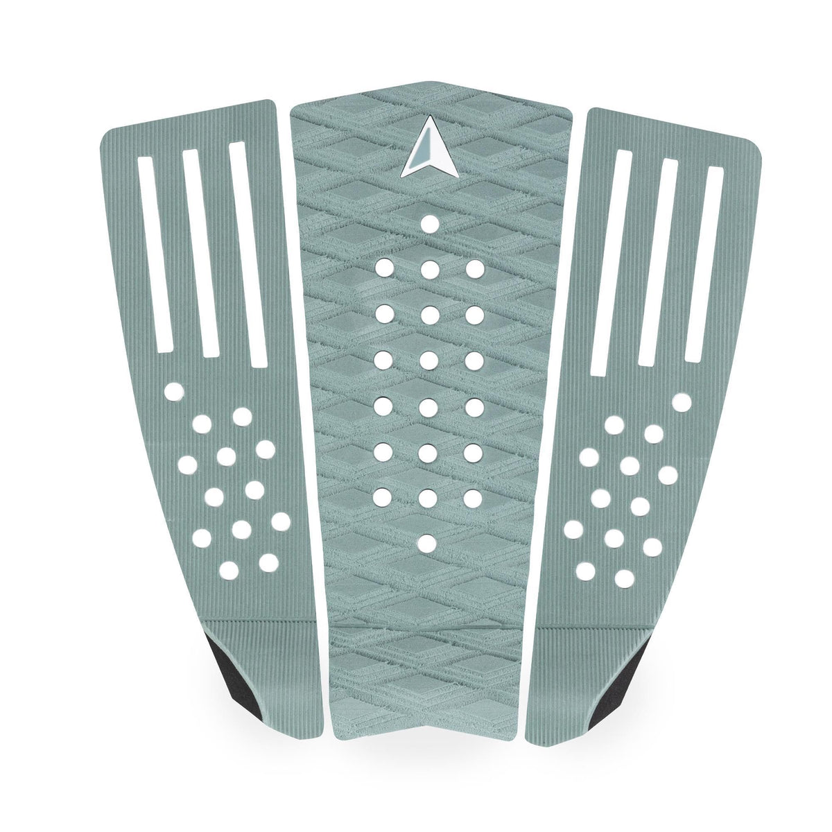Roam Footpad Deck Grip Traction Comp Pad in Grün mit weißen Noppen und Streifen, dreiteilig, Draufsicht