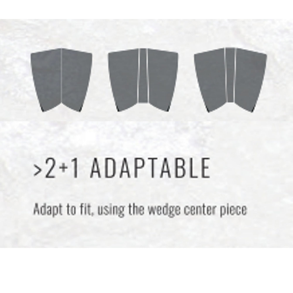 Roam Footpad Deck Grip Traction Pad 2+1 adaptierbar, grau, mit abnehmbarem Keilmittelteil, Draufsicht
