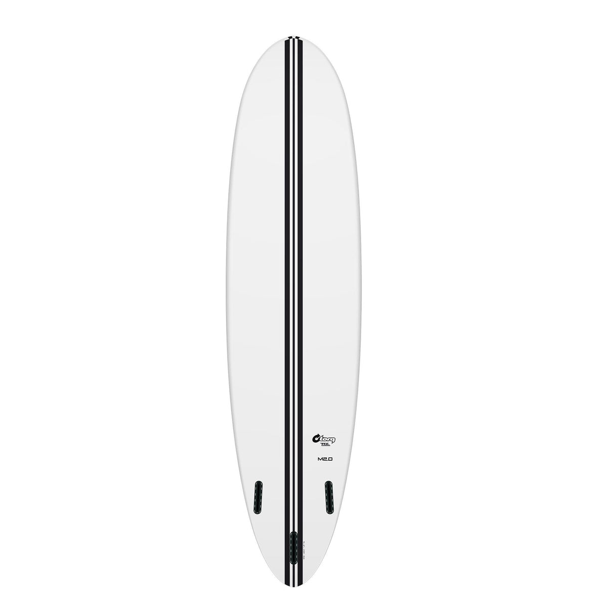 Torq TEC M2.0 Surfboard weiß mit schwarzem Mittelstreifen, Draufsicht