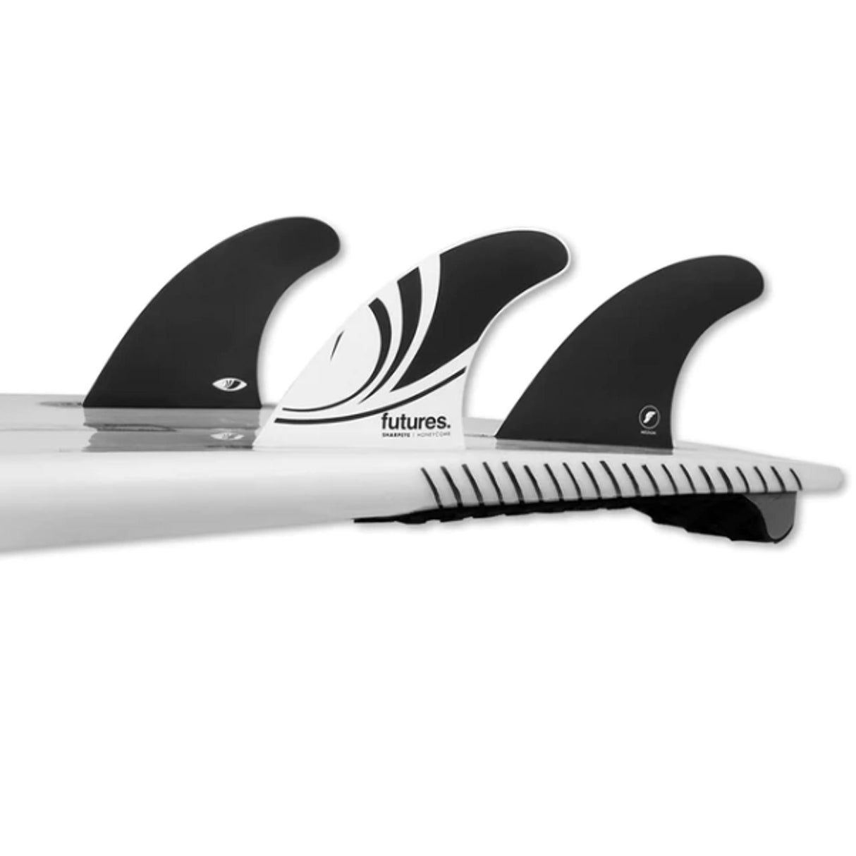 Futures Sharp Eye Honeycomb Thruster Flossen Set, schwarz-weiß mit Wabenstruktur, Seitenansicht