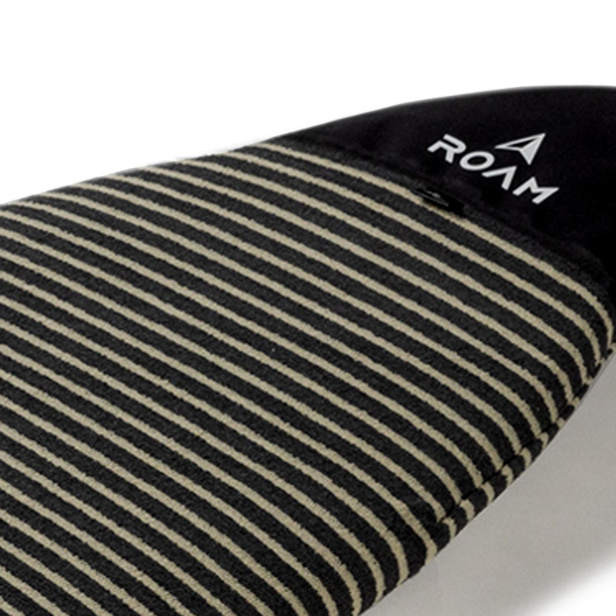 ROAM ECO Shortboard Surfboard Socke in Schwarz mit weißen Streifen, Neopren-Schutzhülle von oben