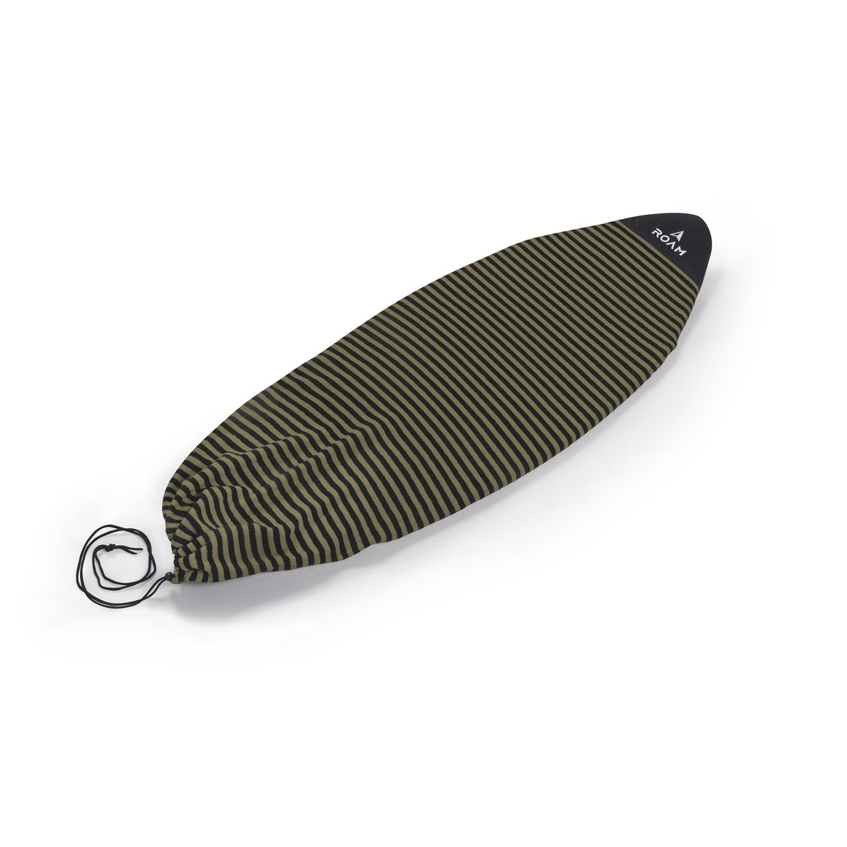 Roam ECO Skimboard Socke in Olive und Schwarz mit Streifenmuster und Transportschlaufe, Schrägansicht