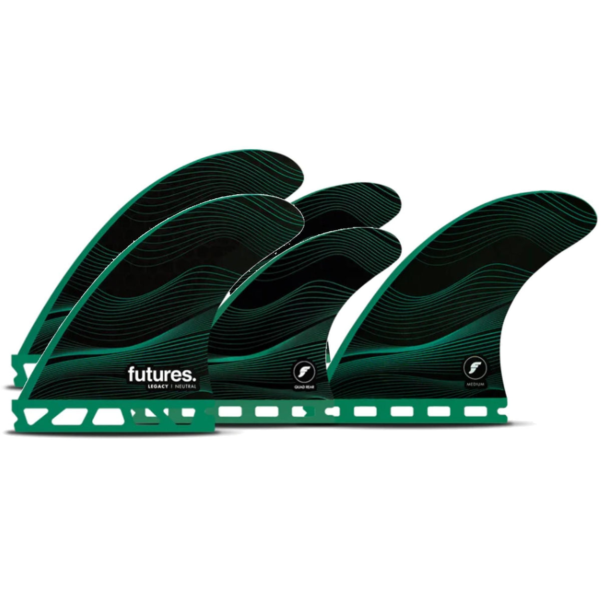 Futures Legacy Honeycomb 5-Fin Set in Grün und Schwarz mit Wabenmuster, Seitenansicht