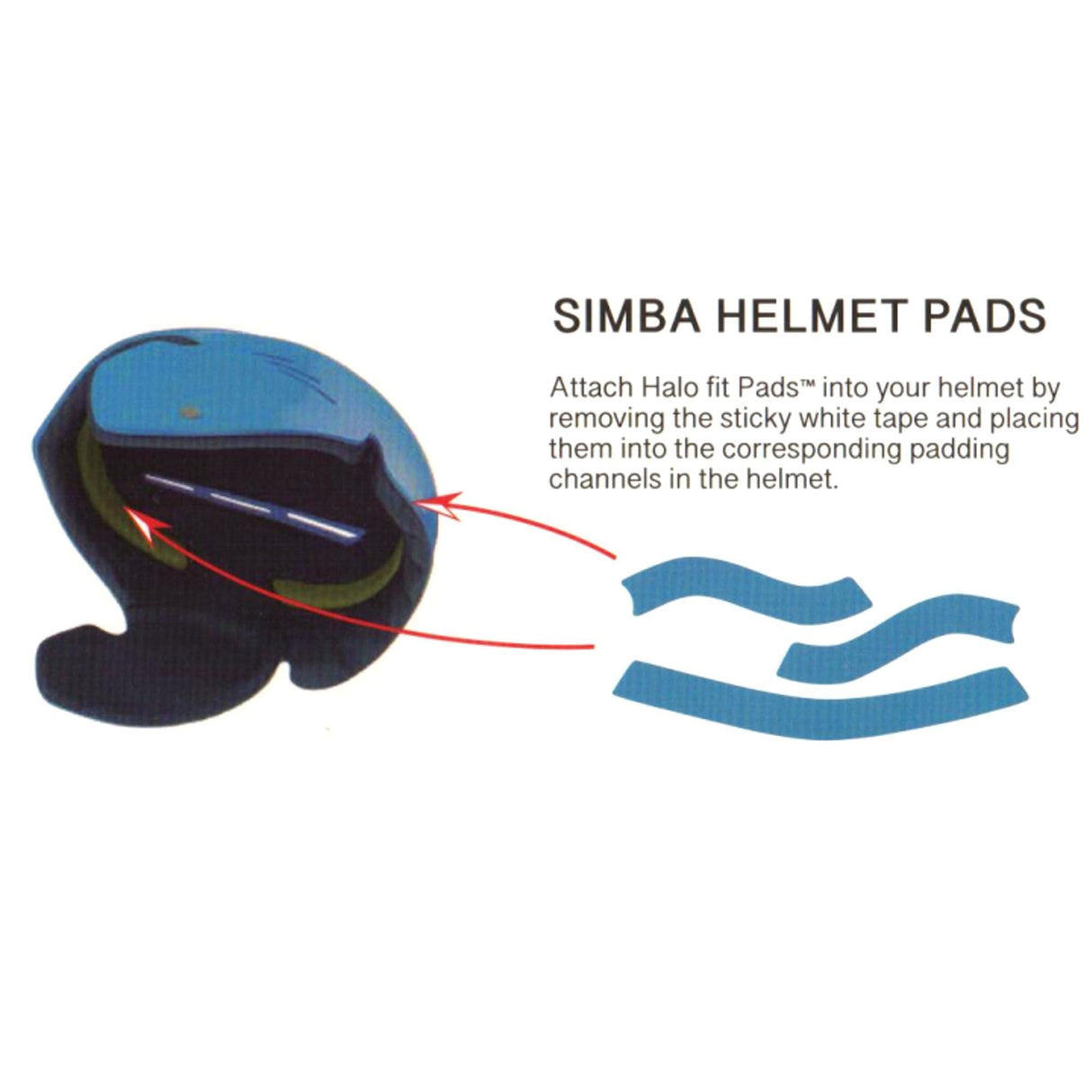 Simba Surf Helm Halo Fit Pads 7mm in Blau, selbstklebende Polsterung für Helmkomfort, mit Anleitung