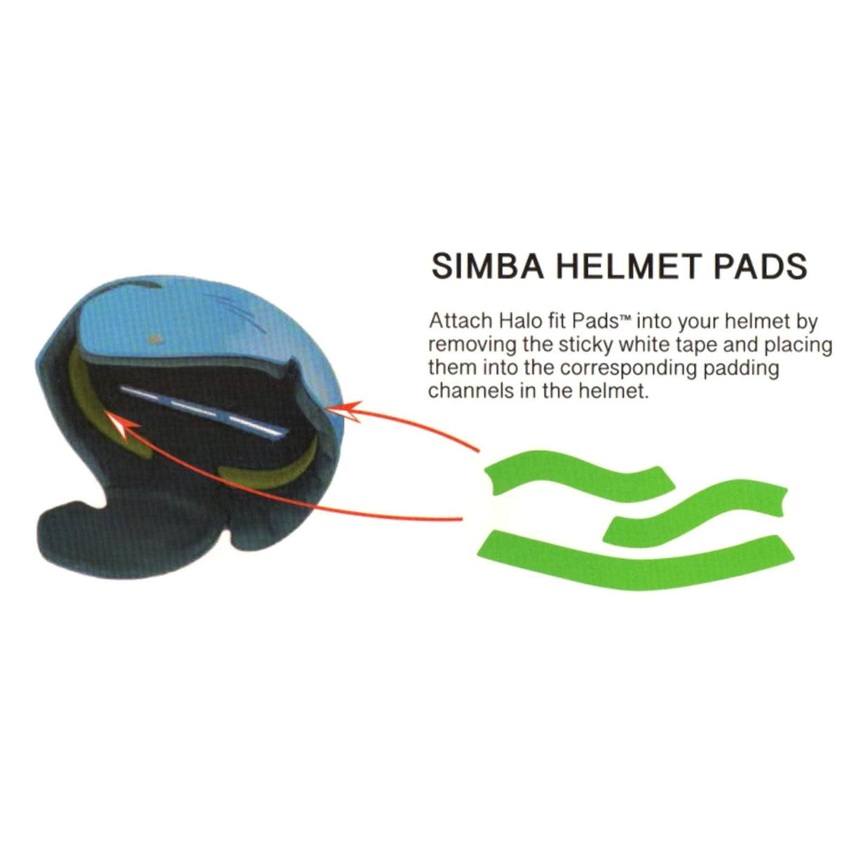 Simba Surf Helm Halo Fit Pads 9mm, grüne selbstklebende Polsterung für Helminnenseite