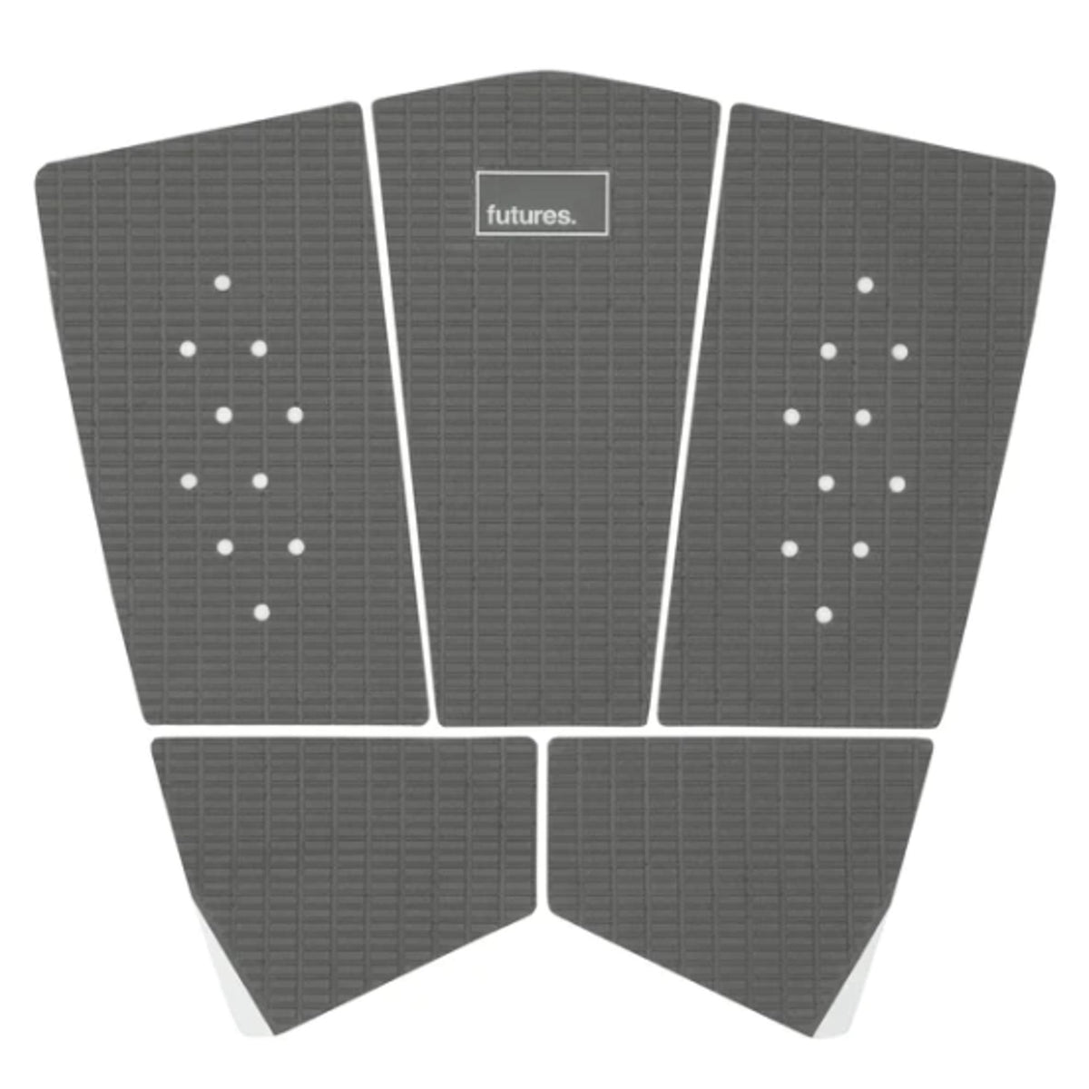 Futures Traction Pad Surfboard Footpad grau mit Noppen, fünfteiliges Set, Draufsicht