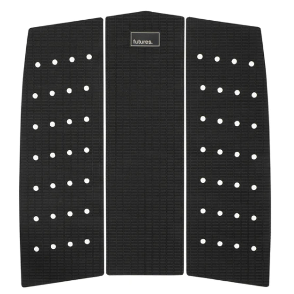 Futures Traction Landing Pad schwarzes Surfboard Footpad mit weißen Grip-Noppen, Draufsicht