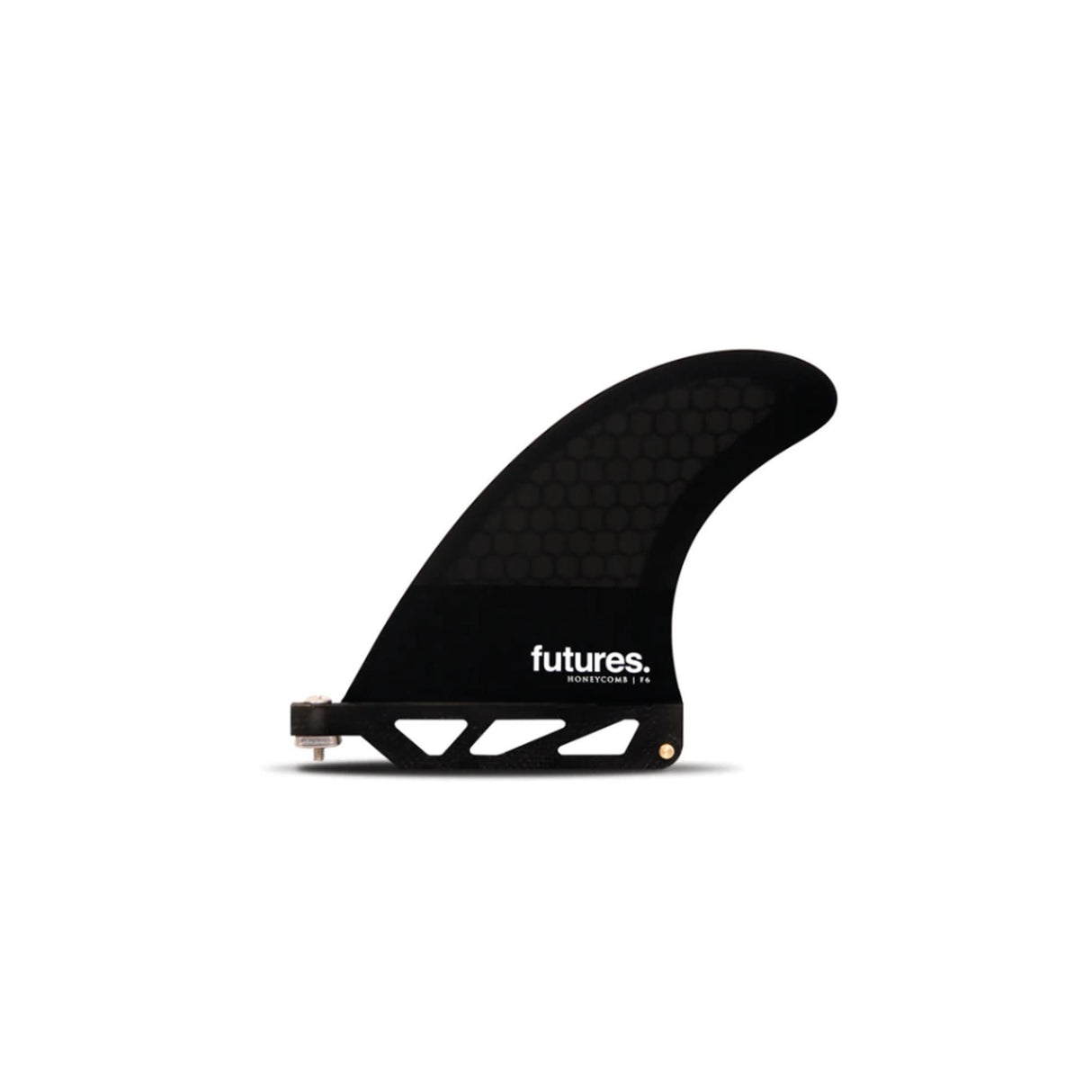 Futures Single Fin F6 Honeycomb US schwarze Surfboardflosse mit Honeycomb-Material, Seitenansicht