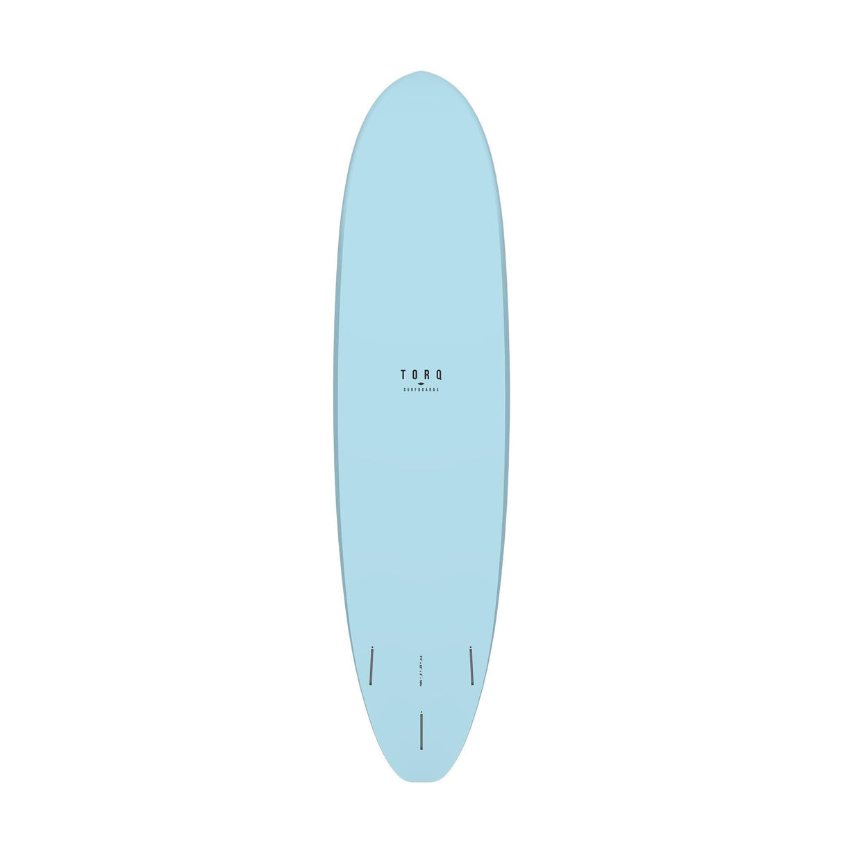 Torq TET V+ MOD Fun Surfboard hellblau, Draufsicht auf das komplette Board mit Finnen