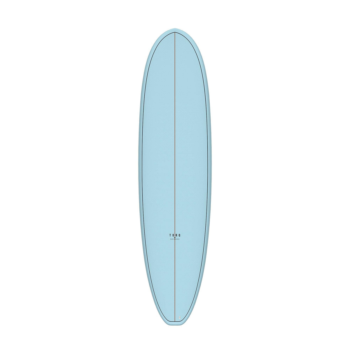 Torq TET V+ MOD Fun Surfboard hellblau, Draufsicht auf vollständiges Board mit Centerline