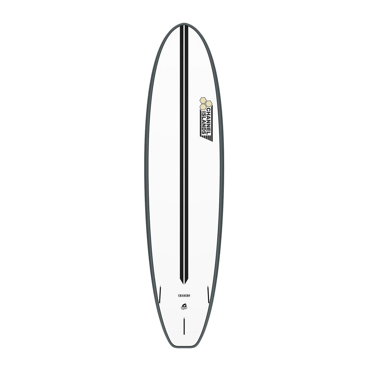 Channel Islands X-lite Chancho Surfboard weiß schwarz von oben, Draufsicht