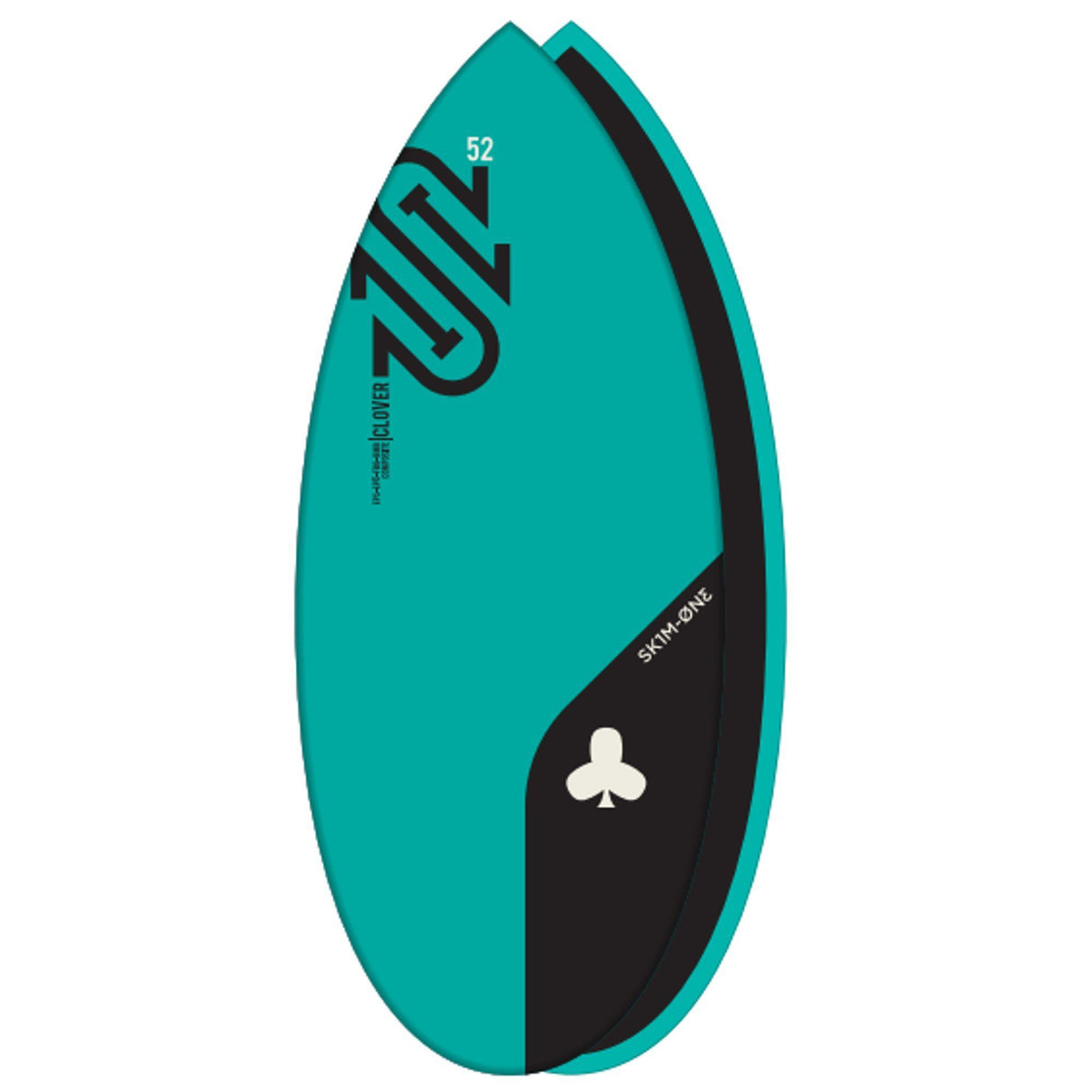 SkimOne EPS Epoxy Bambus Clover Skimboard in Türkis mit schwarzem Streifen, Draufsicht