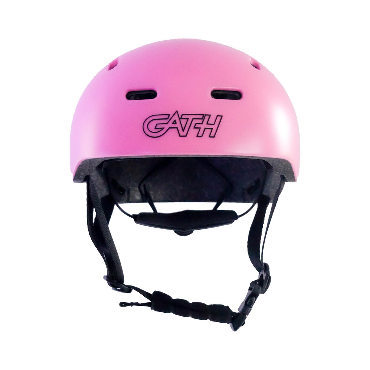 Gath Multisports Helm RGM in Pink mit schwarzem Kinnriemen, Frontalansicht