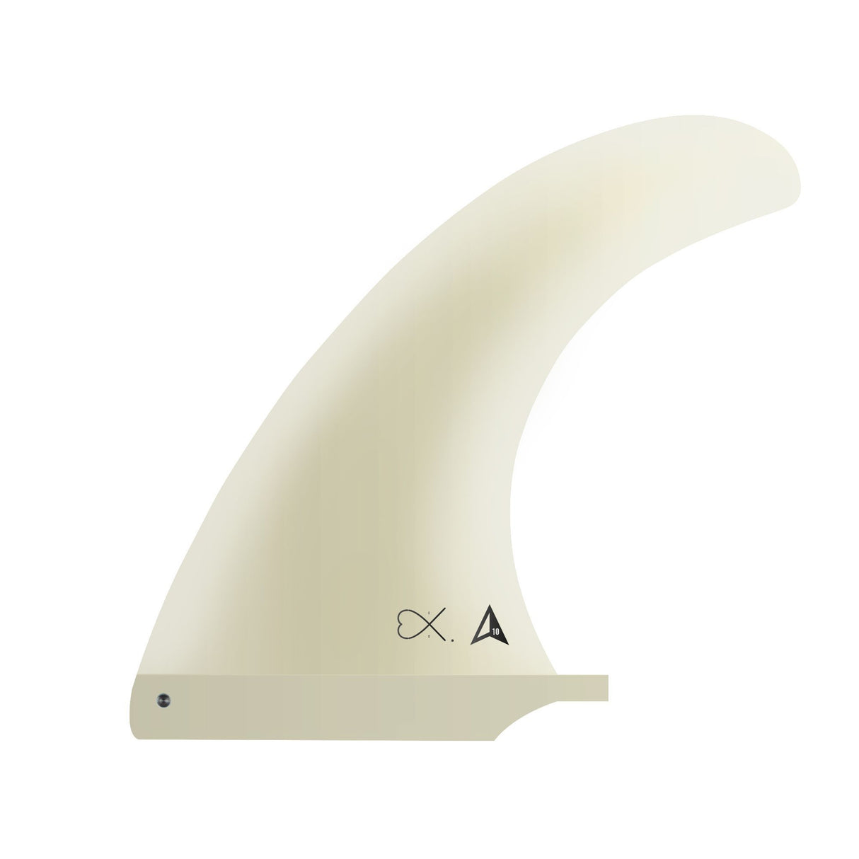 ROAM Surfboard Single Fin Delpero Classic US Box, Creme, Seitenansicht, Kunststoff-Finne mit US-Box-System