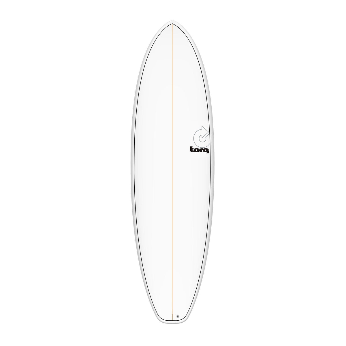 Torq TET BigBoy 23 Surfboard, weiß mit grauer Kante, Draufsicht, Performance Shortboard