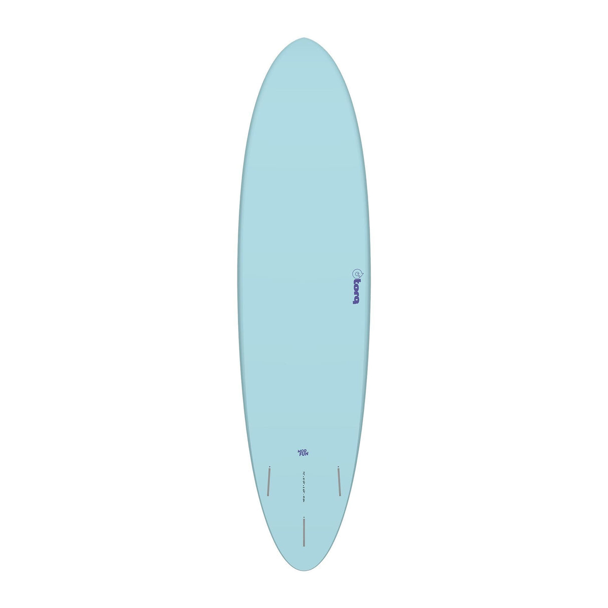 Torq TET MOD Fun & Fish Surfboard in hellblau, Draufsicht, ovale Form mit abgerundetem Nose und Tail