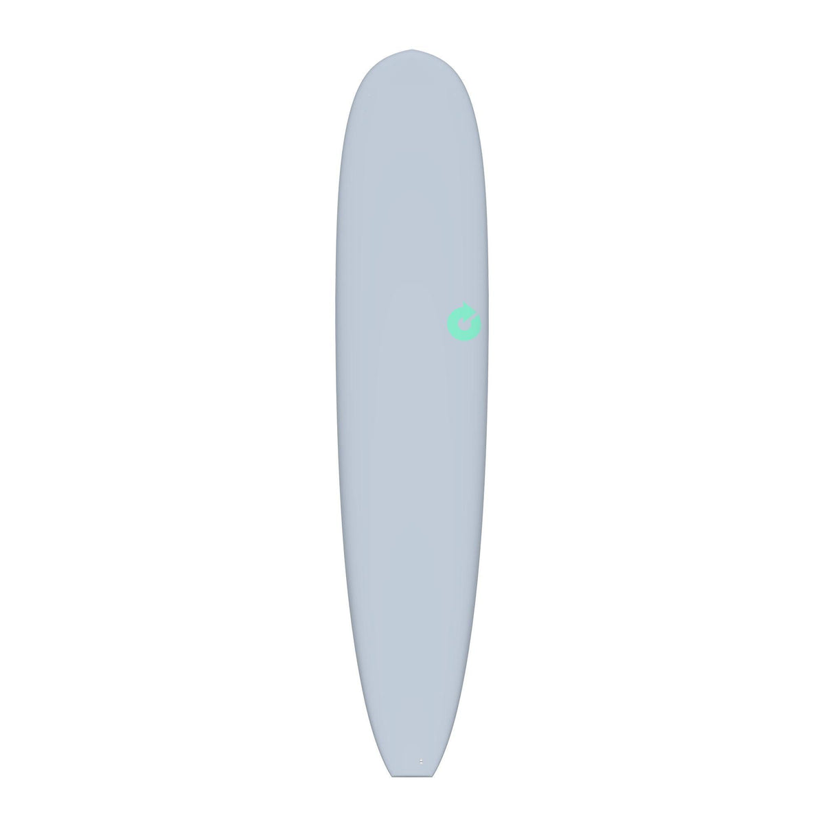 Torq TET Longboard in Grau mit grünem Logo, Draufsicht auf das komplette Board