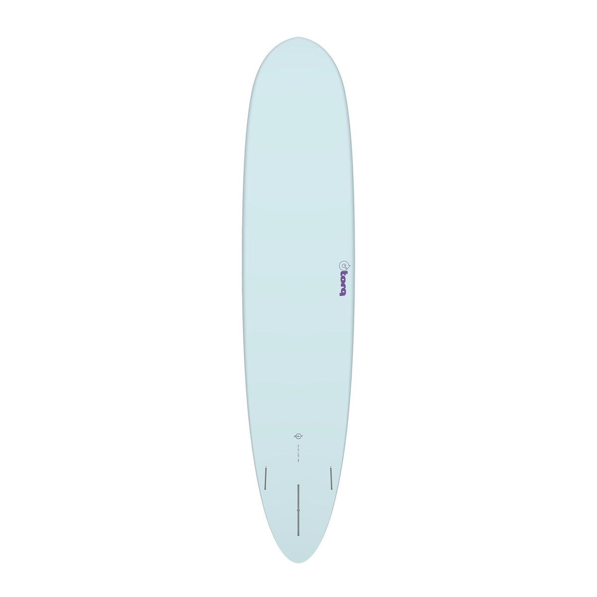 TORQ TET 24/7 Longboard Surfboard in Hellblau, Draufsicht auf das komplette Board mit abgerundetem Nose und Tail