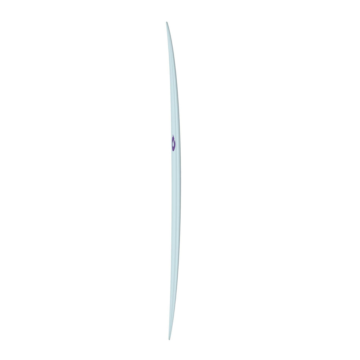 TORQ TET 24/7 Longboard Surfboard in Hellblau, Seitenansicht mit schlankem Design und TORQ-Logo