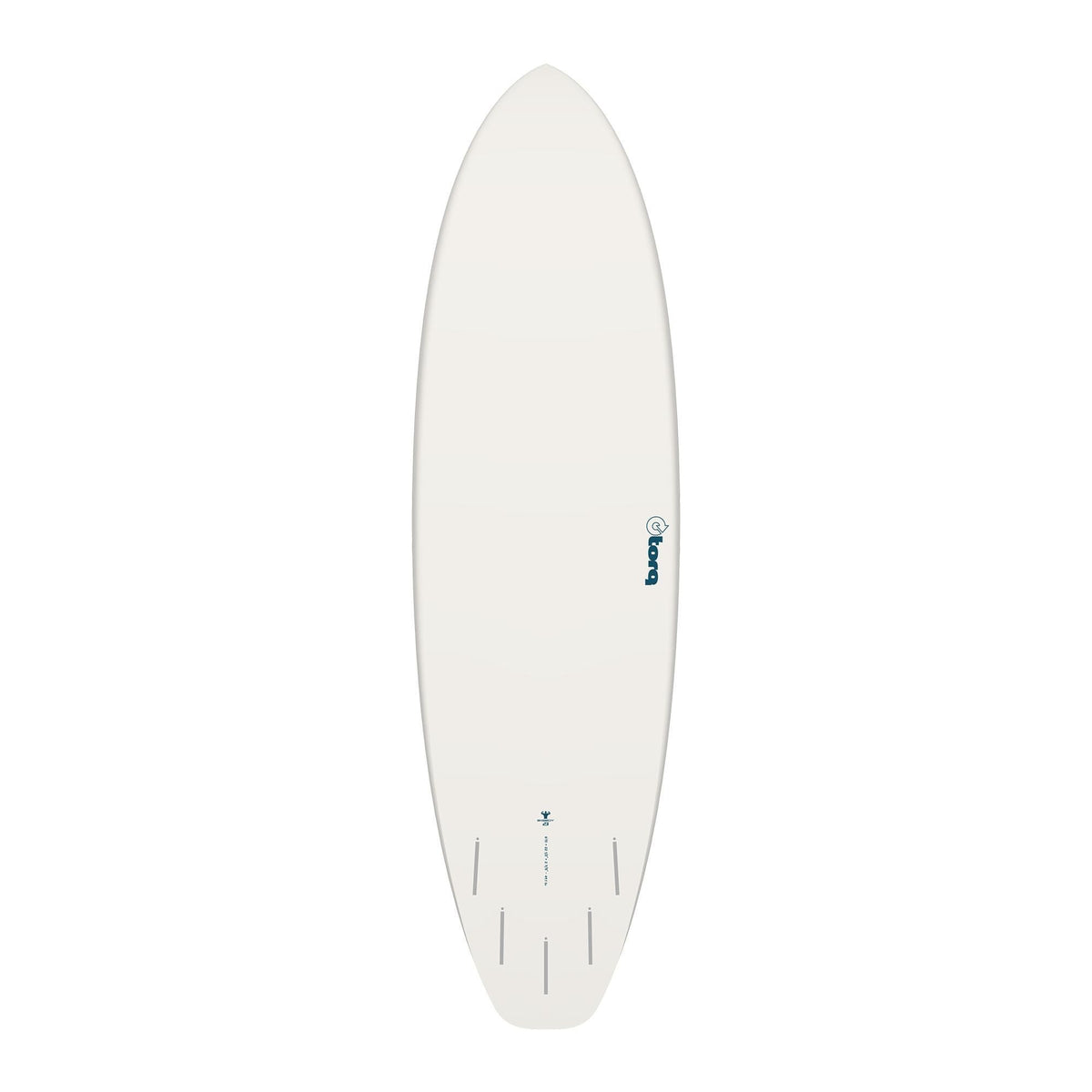Torq TET BigBoy 23 Surfboard, weißes Funboard mit Finnen, Draufsicht