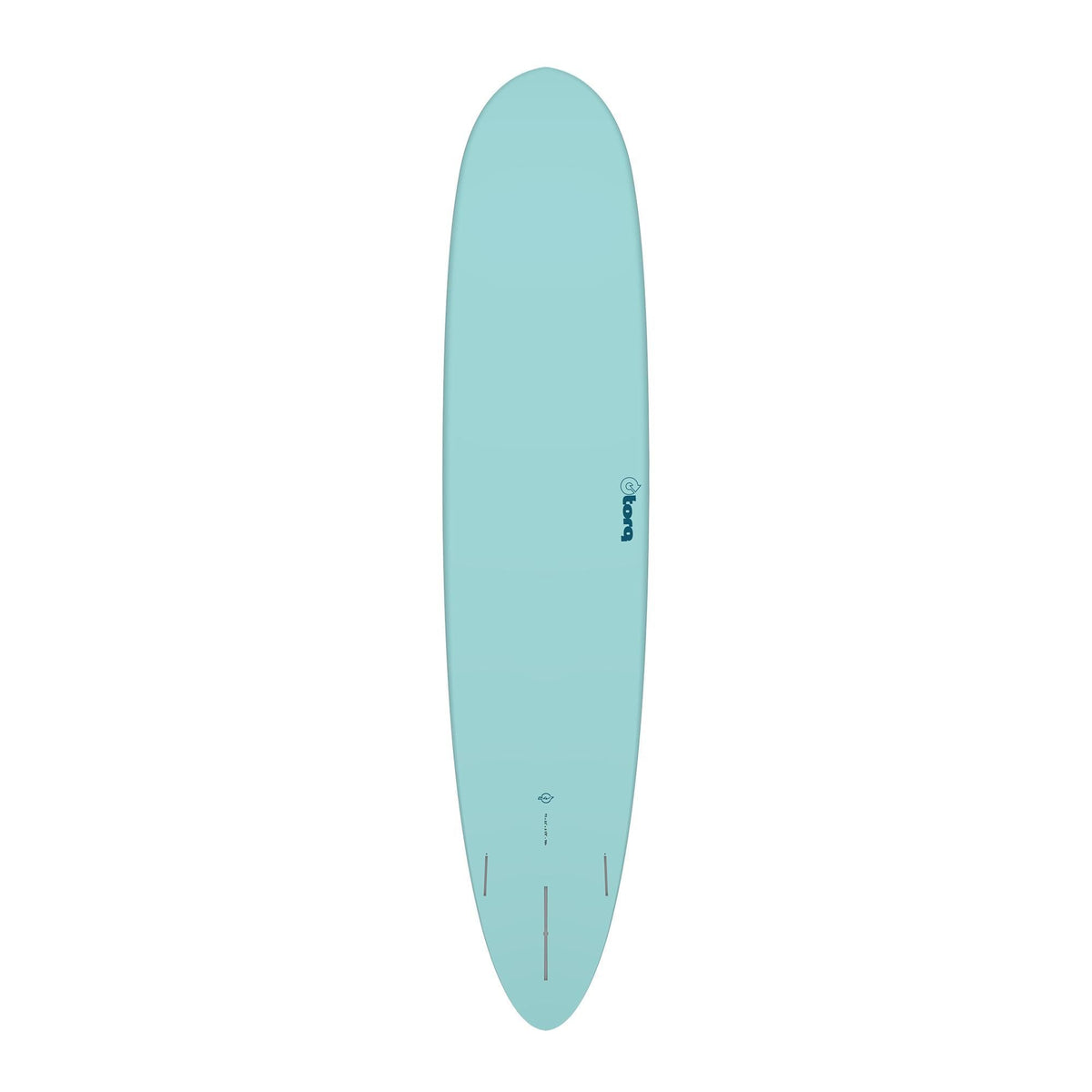TORQ TET 24/7 Longboard Surfboard in Türkis, Draufsicht auf das komplette Board mit rundem Nose und Tail Design