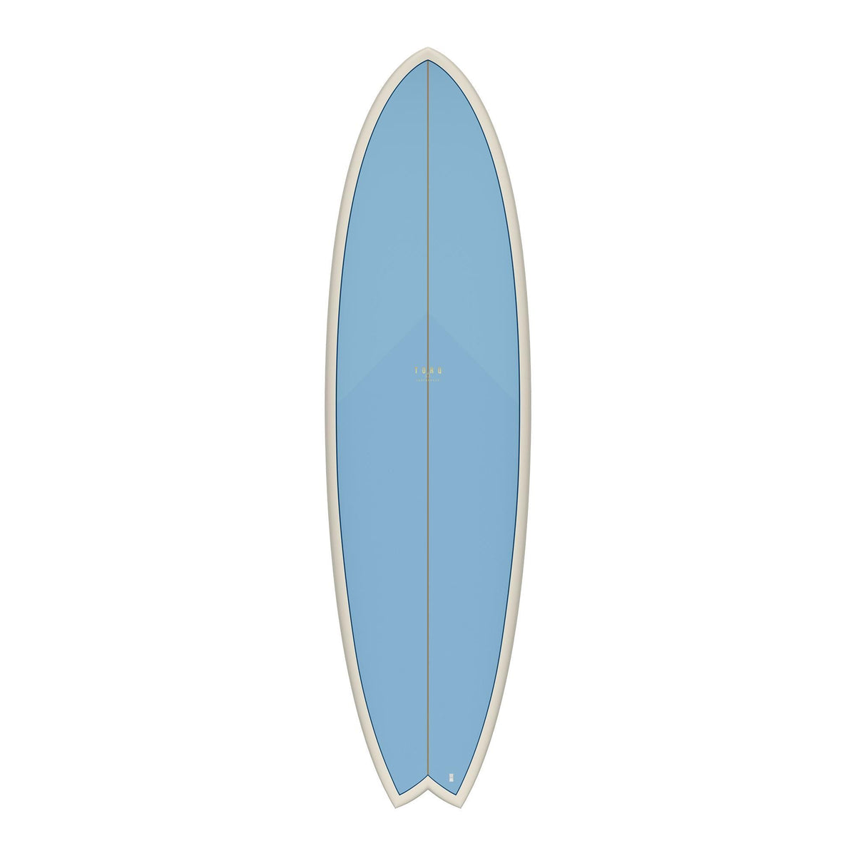 Torq TET MOD Fun & Fish Surfboard, blau mit weißem Rail, Fischform, Draufsicht
