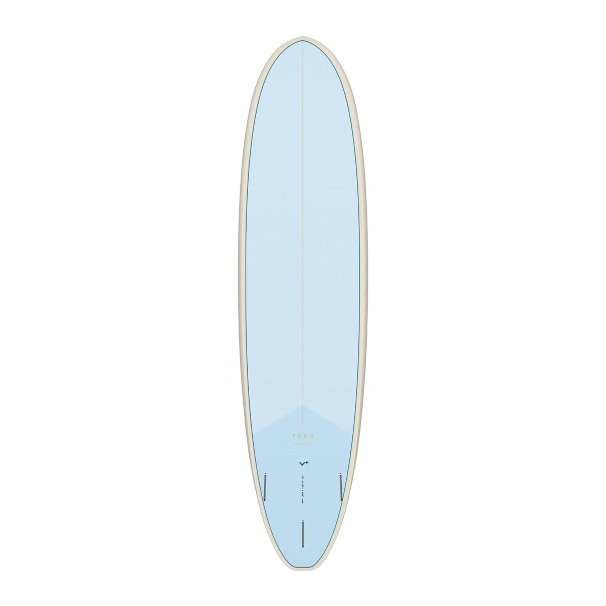 Torq TET V+ MOD Fun Surfboard in hellem Blau, Draufsicht auf weißem Hintergrund