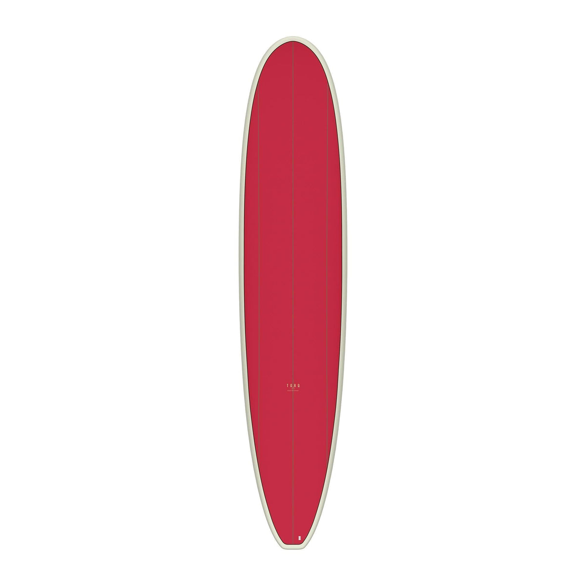 Torq TET Longboard in Rot-Weiß, schlankes Design mit gebogener Form, Draufsicht