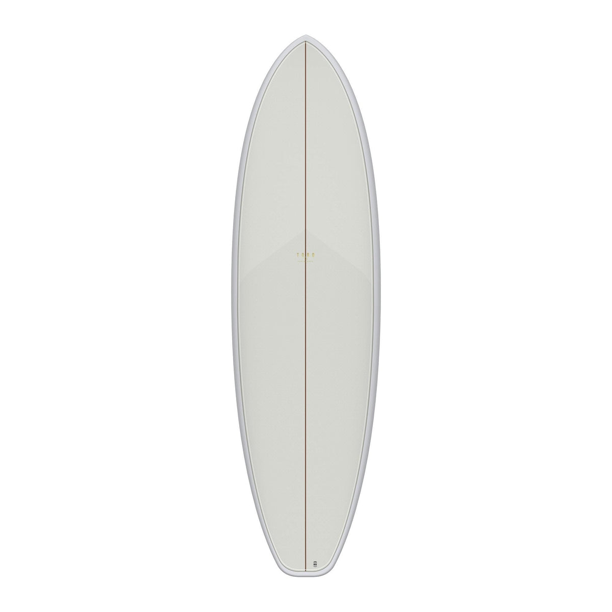 Torq TET BigBoy 23 Surfboard in Weiß, schlanke längliche Form, Seitenansicht auf weißem Hintergrund