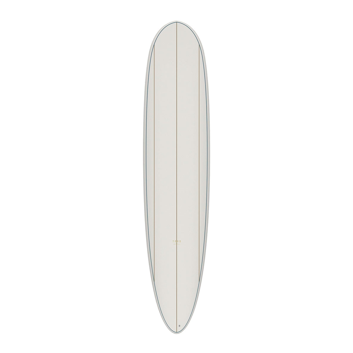TORQ TET 24/7 Longboard Surfboard in Weiß mit grauer Kante, Draufsicht auf das komplette Board