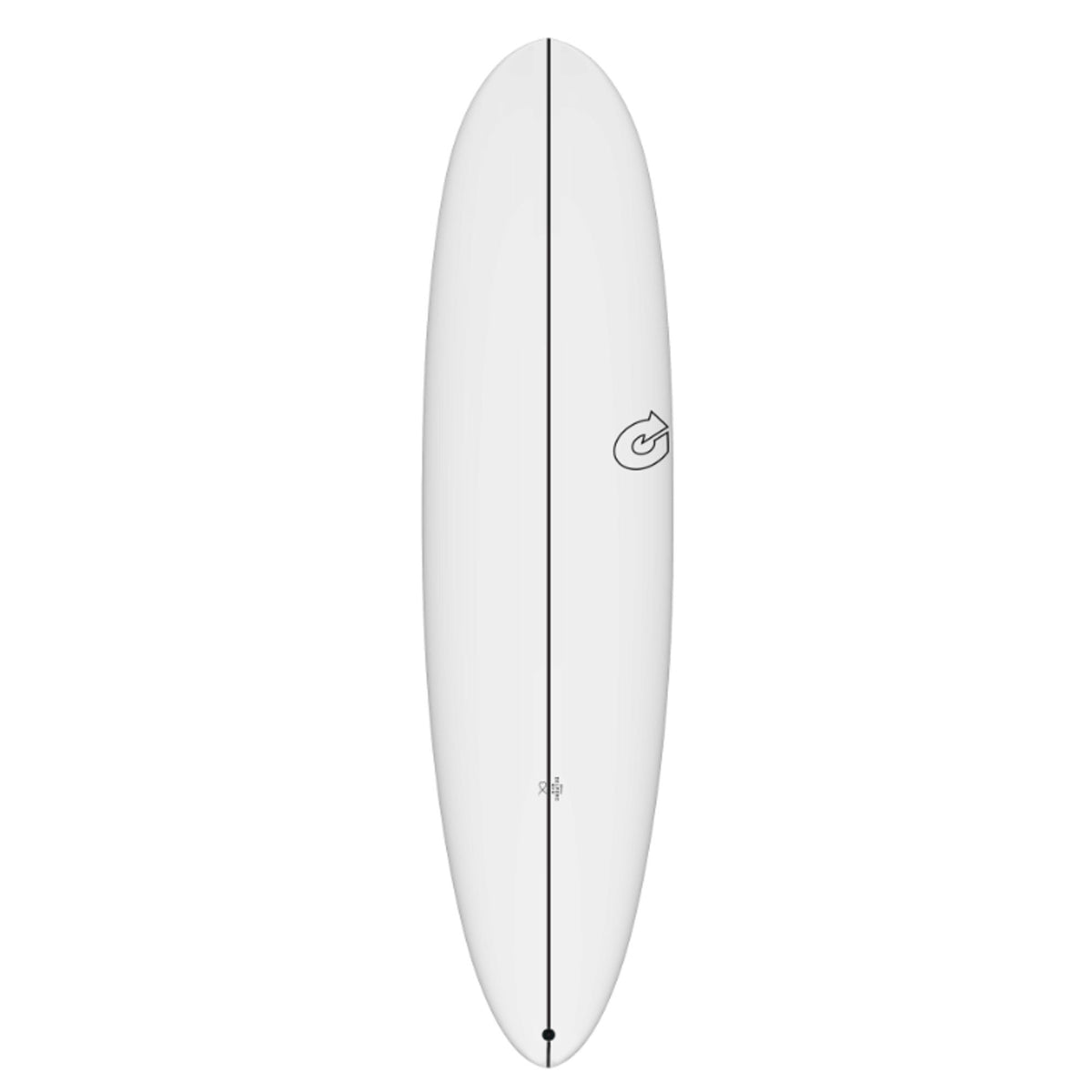 Torq TEC Delpero MPW Surfboard, weiß, Harzbeschichtung, längliche Mittelrifform, Draufsicht