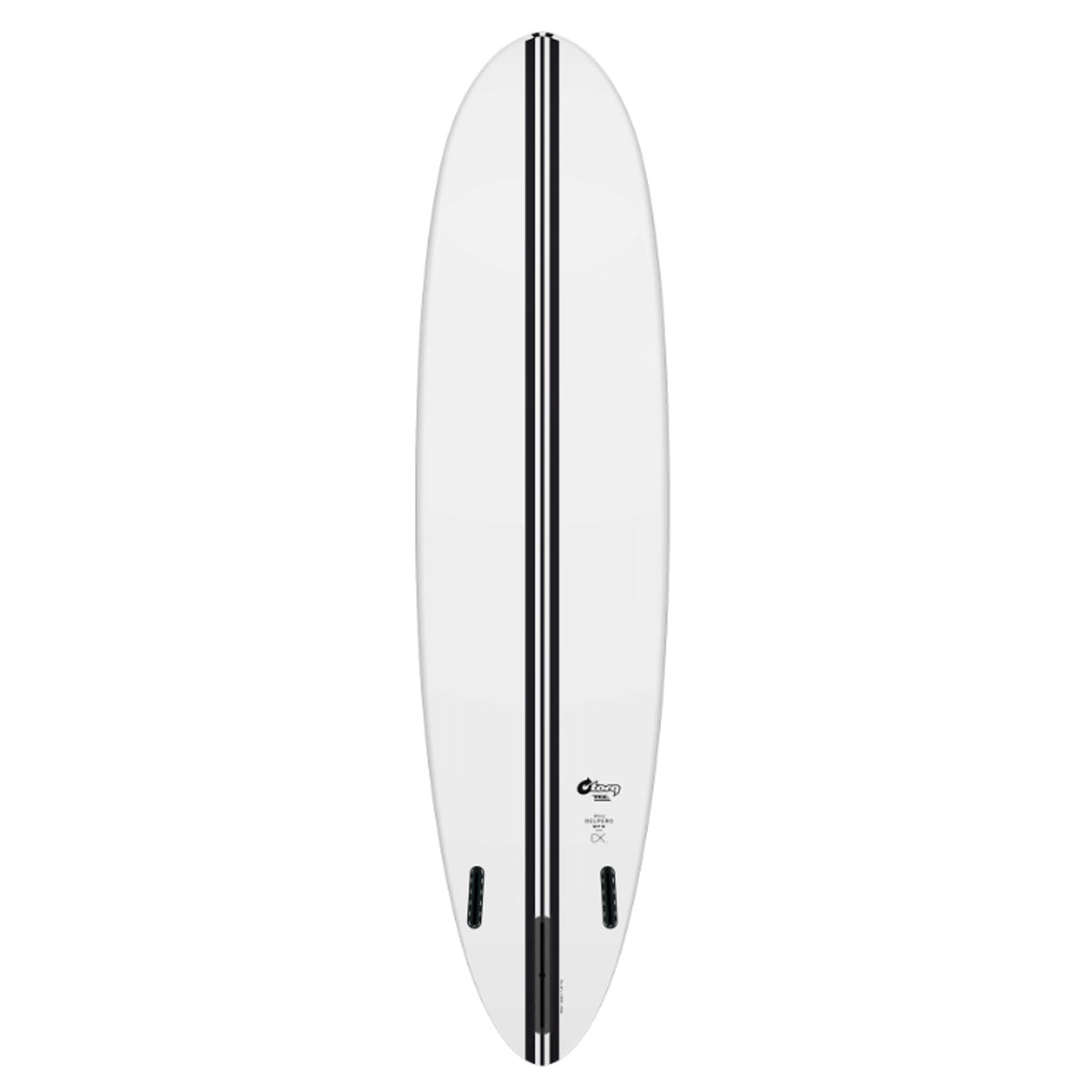 Torq TEC Delpero MPW Surfboard, weiß mit schwarzem Mittelstreifen, Draufsicht