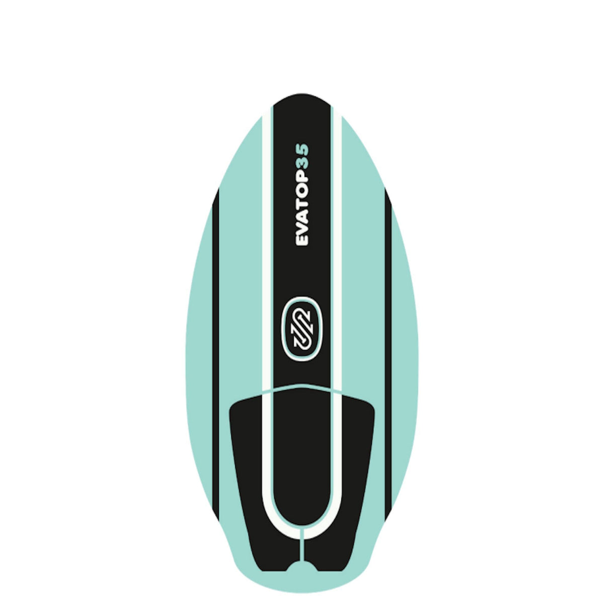 Skimboard SkimOne in Mintgrün mit schwarzem Mittelstreifen, Soft EVA Traction, Draufsicht