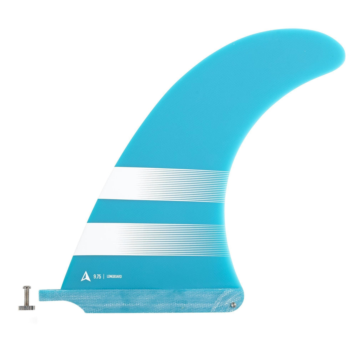ROAM Surfboard Single Finne US Box Finne in Türkis mit weißen Streifen, Seitenansicht