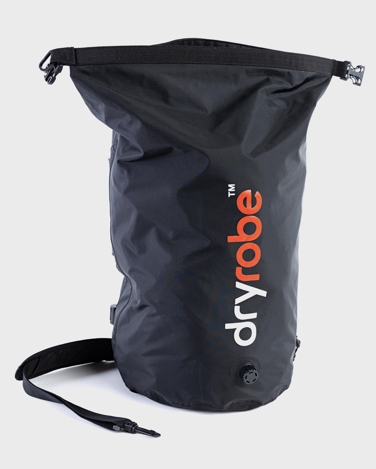Dryrobe Drybag wasserdichter Packsack in Schwarz mit Tragegurt, Frontansicht