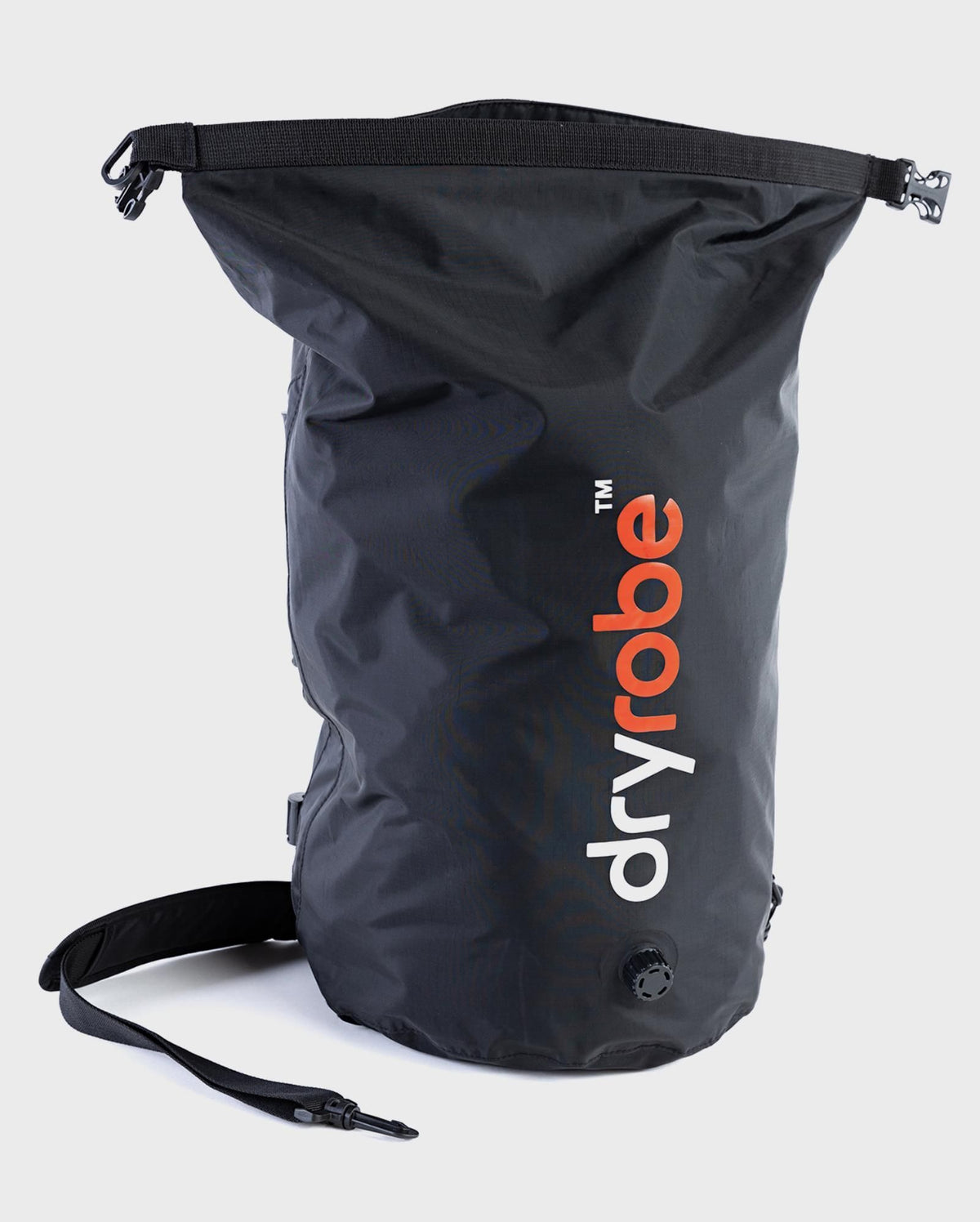 Dryrobe Drybag wasserdichter Packsack in Schwarz mit Tragegurt, Frontansicht