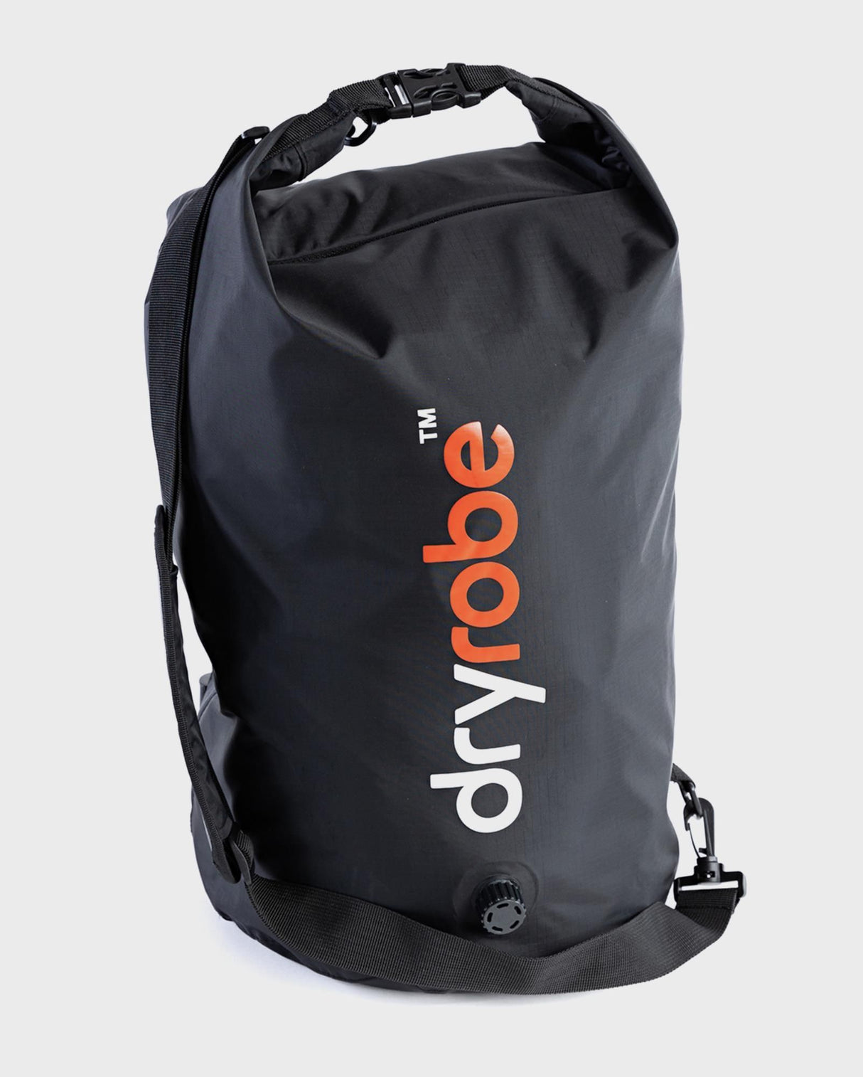 Dryrobe Drybag wasserdichter Packsack schwarz mit Logo, Frontansicht mit Tragegriffen