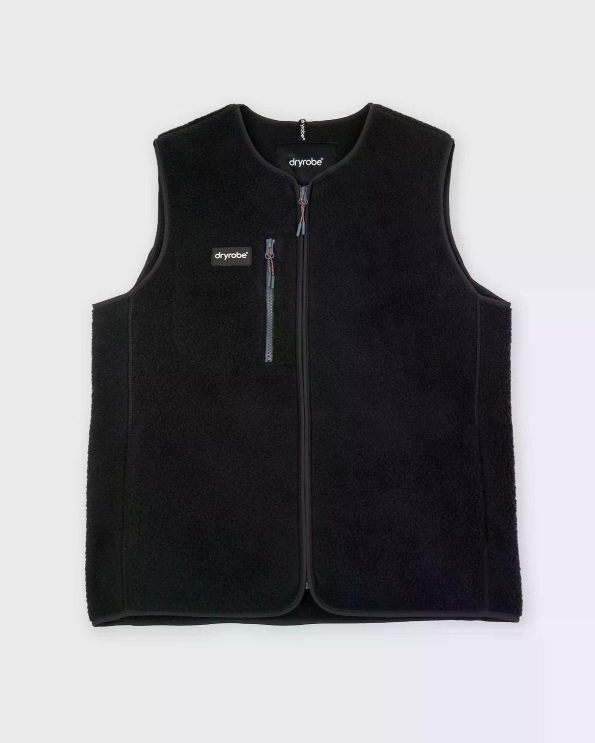 Dryrobe Thermo Weste schwarze Fleeceweste mit Frontreißverschluss, Frontansicht