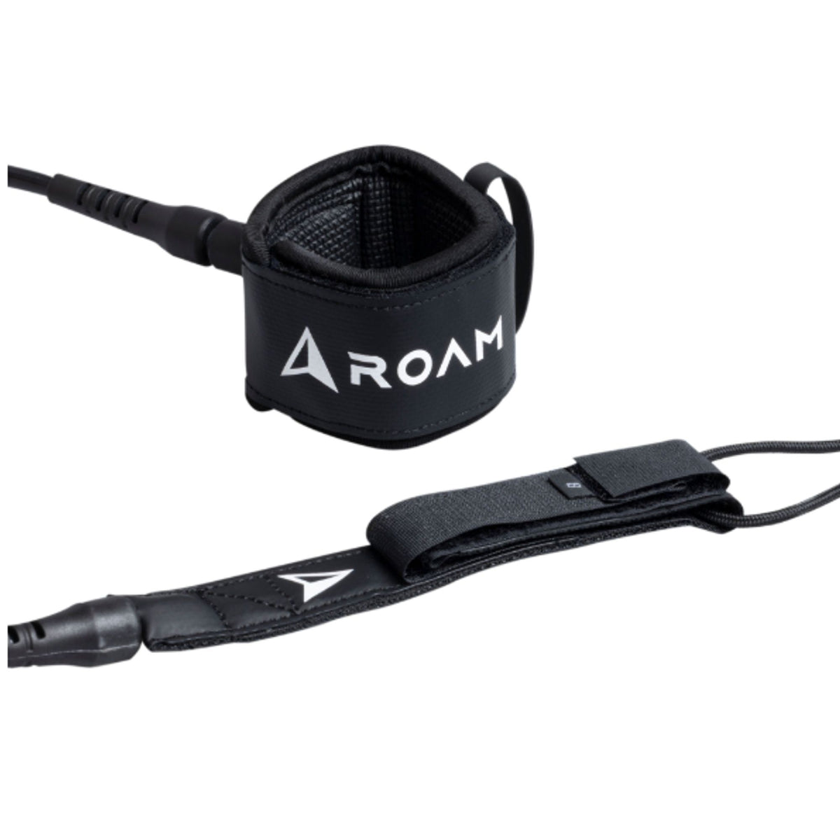 ROAM Surfboard Leash PRO Knie schwarz mit Knöchelmanschette und Beinstrang, Produktdetailansicht