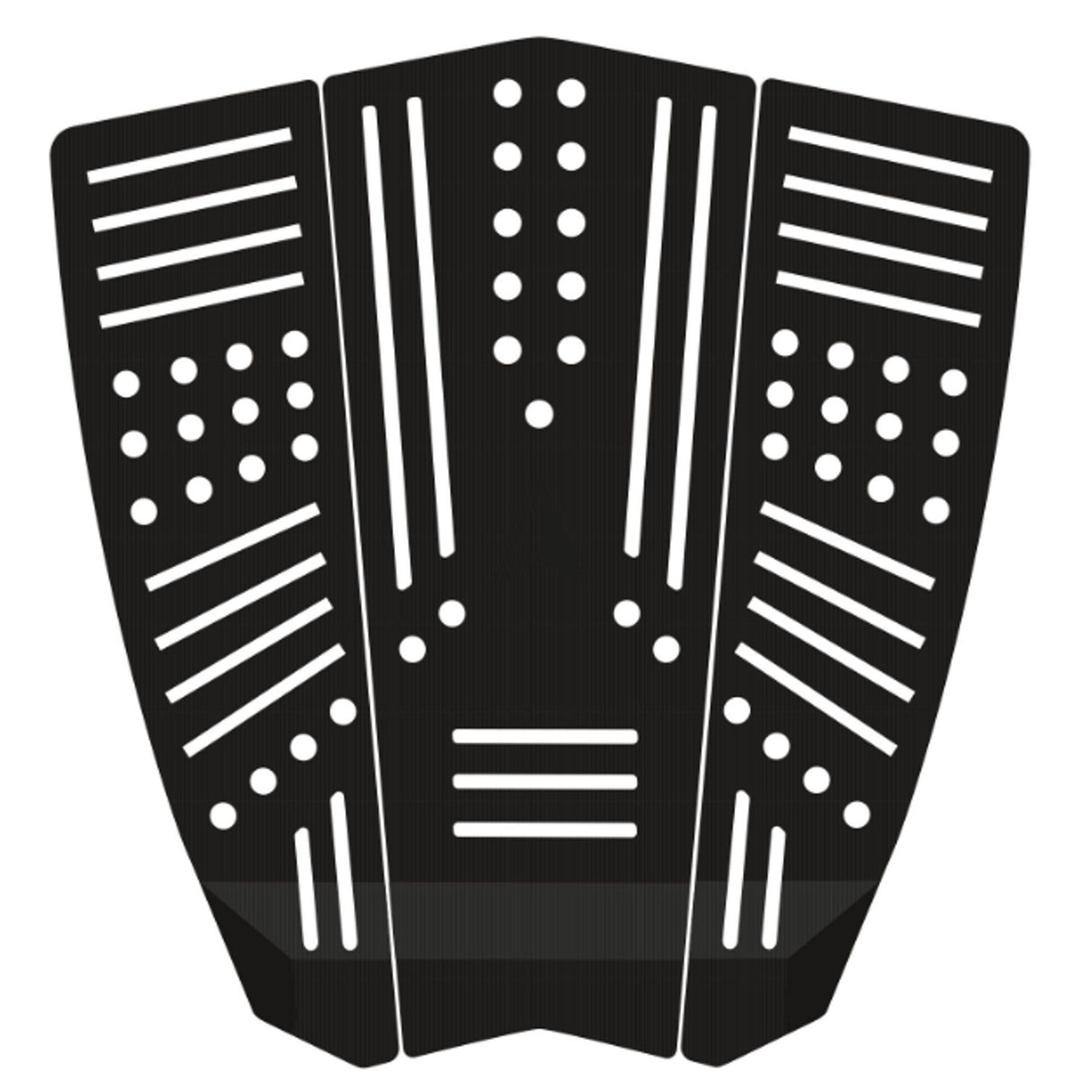 Roam Footpad Deck Lite Traction Pad 3-teilig in Schwarz mit weißen Noppen und Rillen, Draufsicht