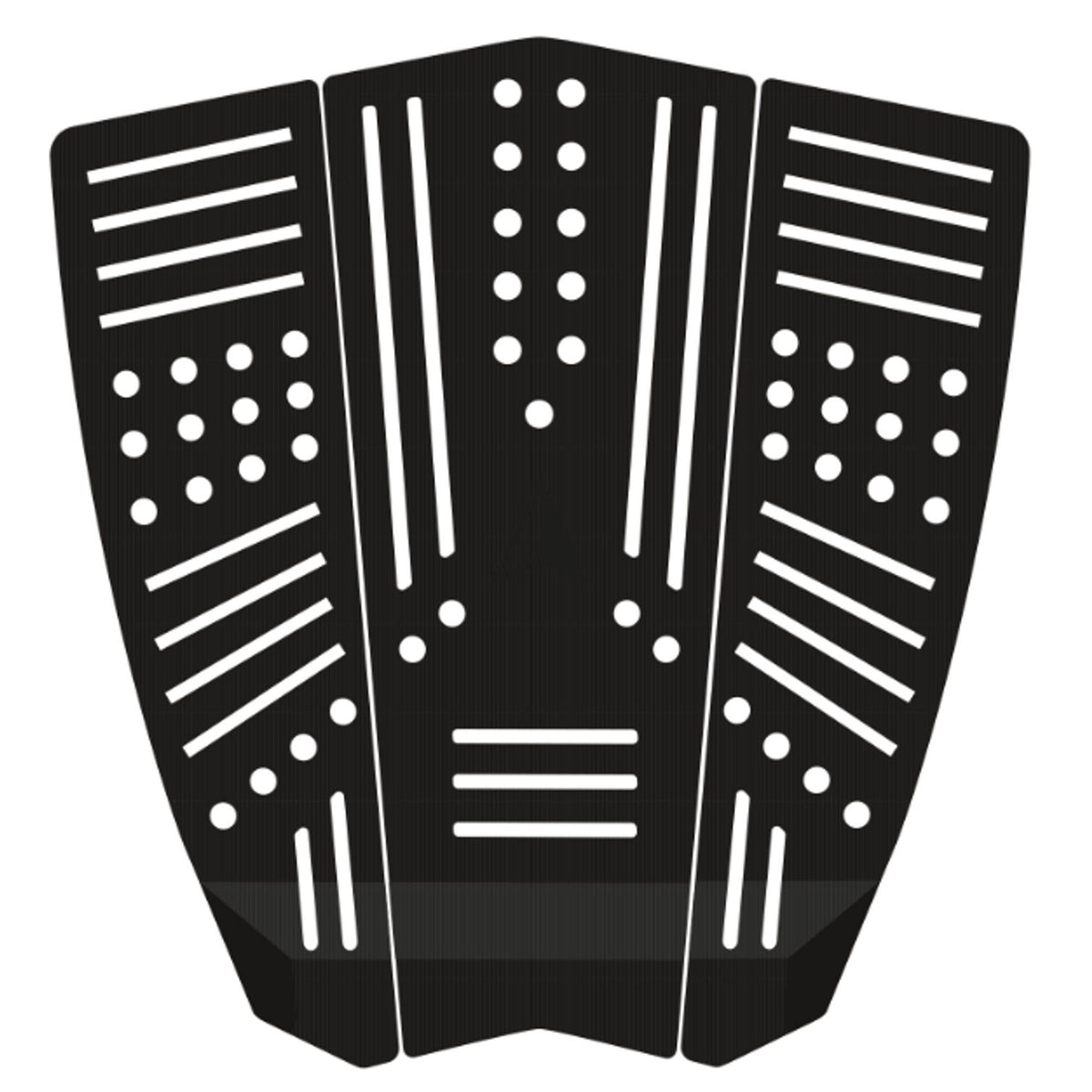 Roam Footpad Deck Lite Traction Pad 3-teilig in Schwarz mit weißen Noppen und Rillen, Draufsicht