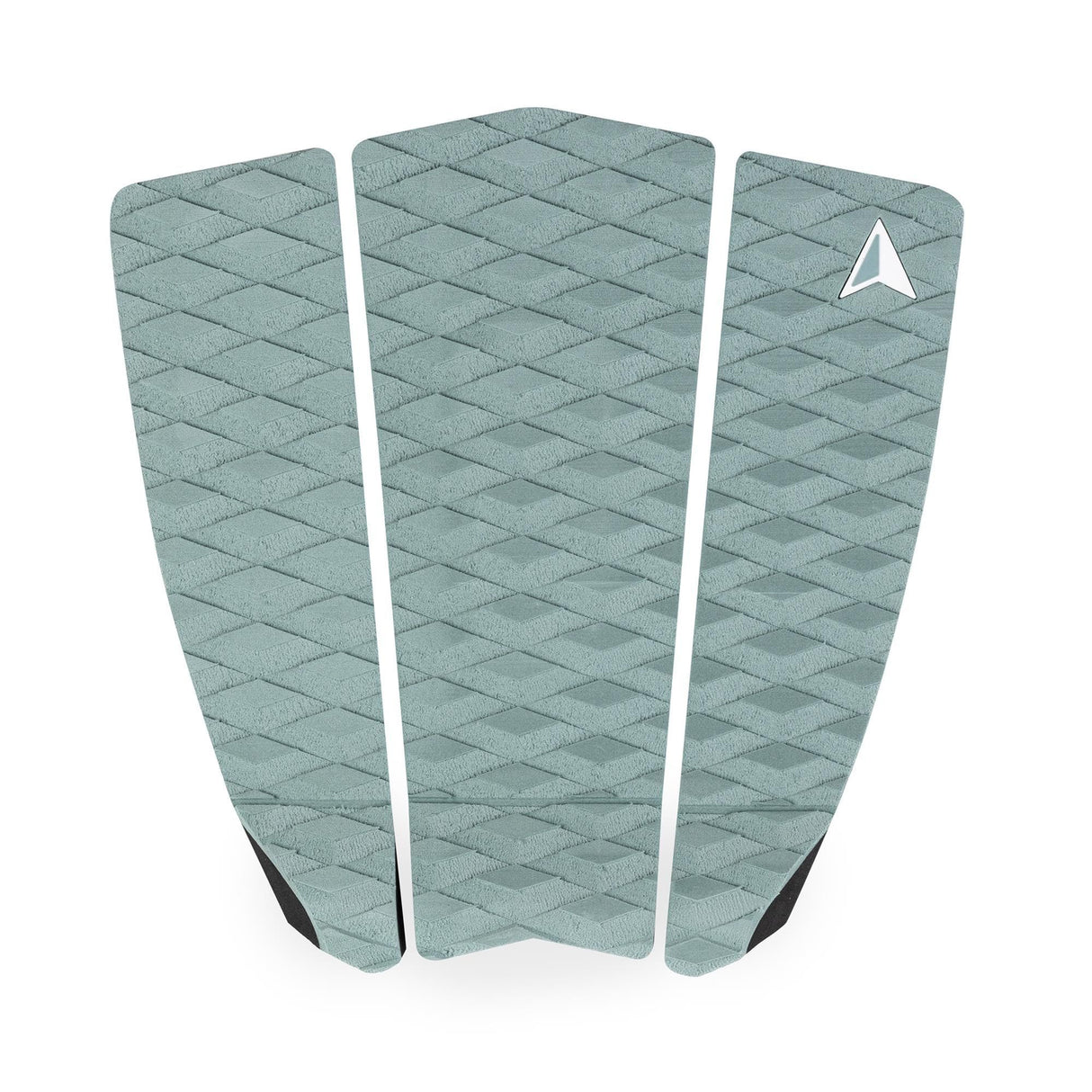 Roam Footpad Deck Grip Traction Pad 3-teilig in Graugrün mit Rautenprägung, Frontalansicht