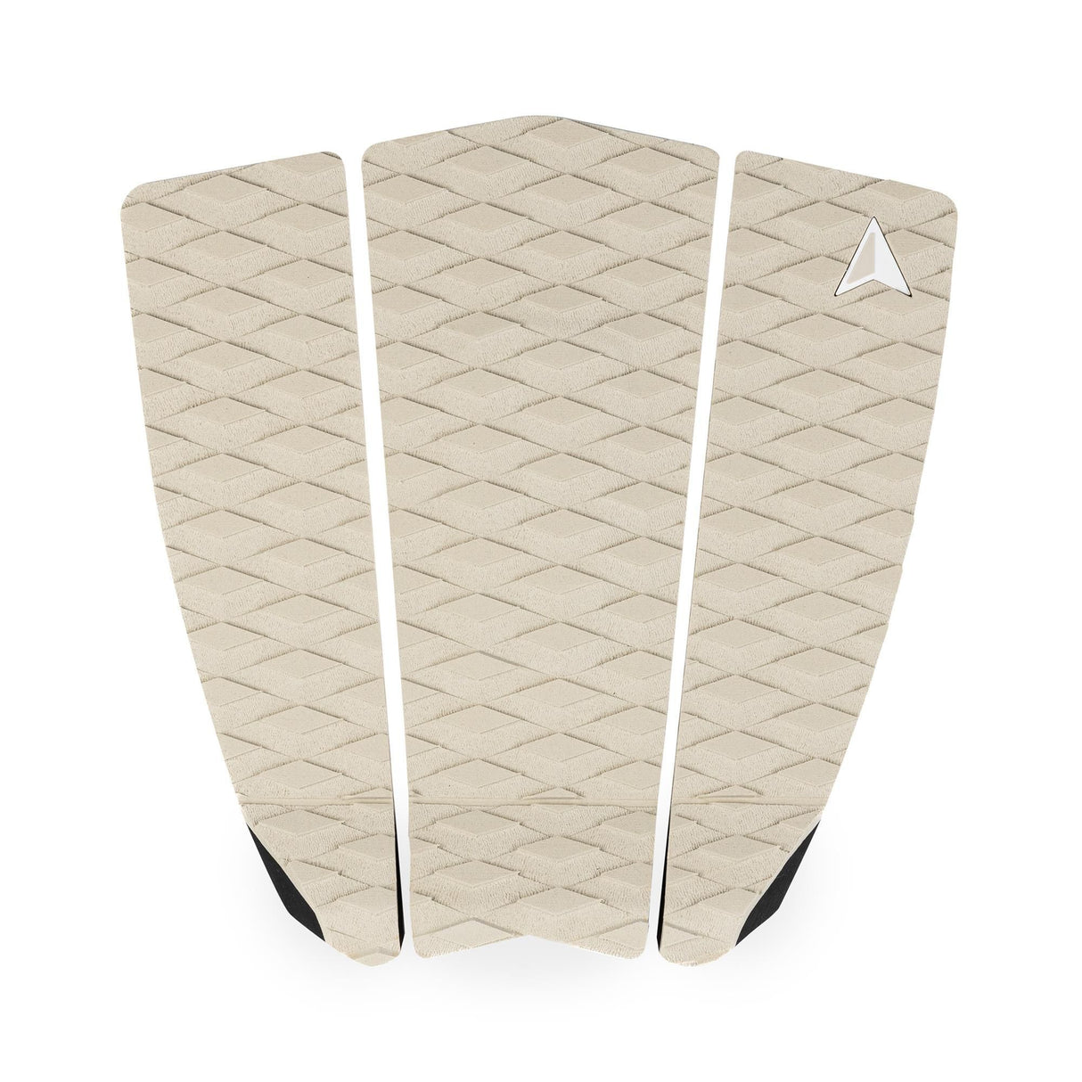 Roam Footpad Deck Grip Traction Pad 3-teilig, Creme, Diamantmuster, Draufsicht auf drei Pads mit weißen Streifen