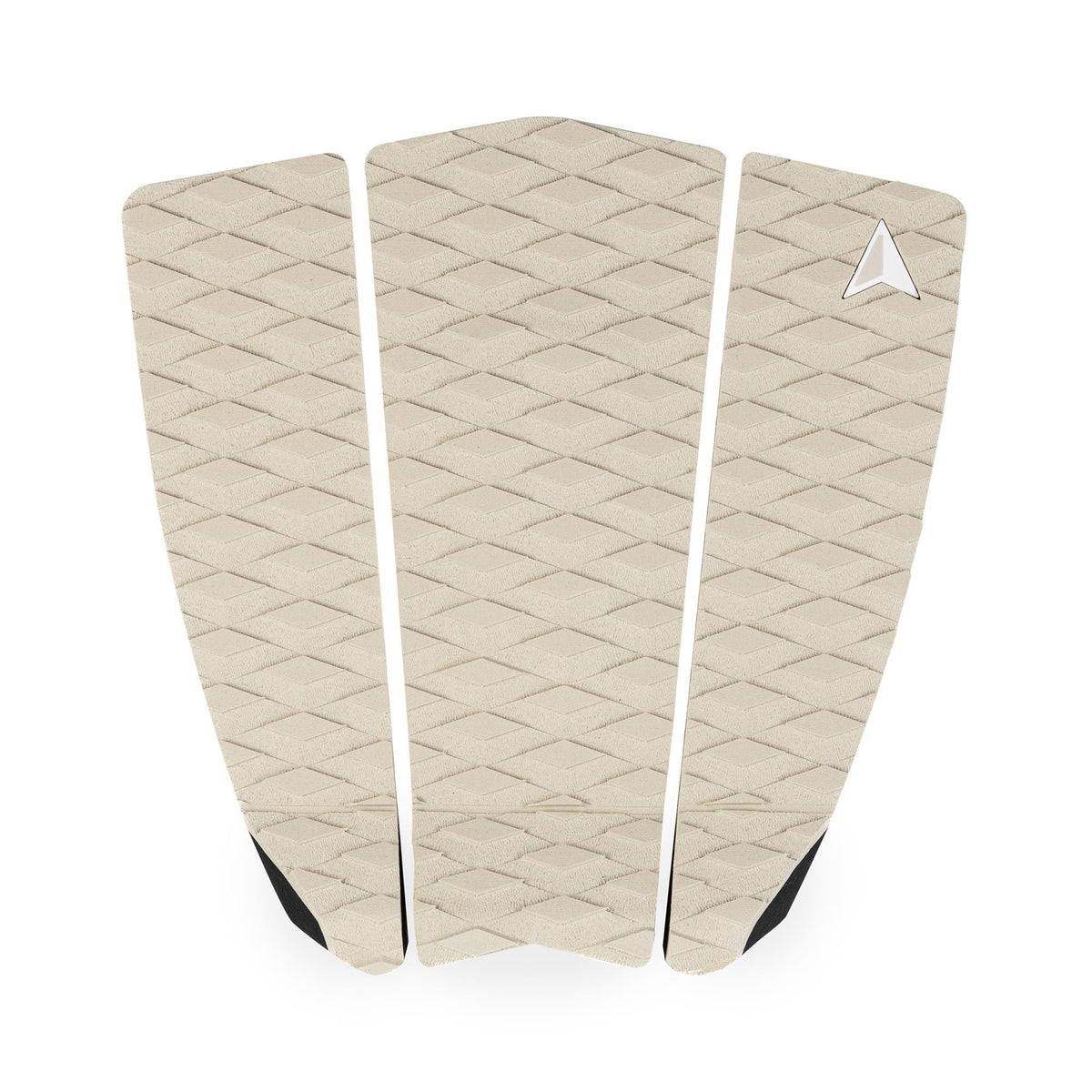 Roam Footpad Deck Grip Traction Pad 3-teilig, Creme, Diamantmuster, Draufsicht auf drei Pads mit weißen Streifen