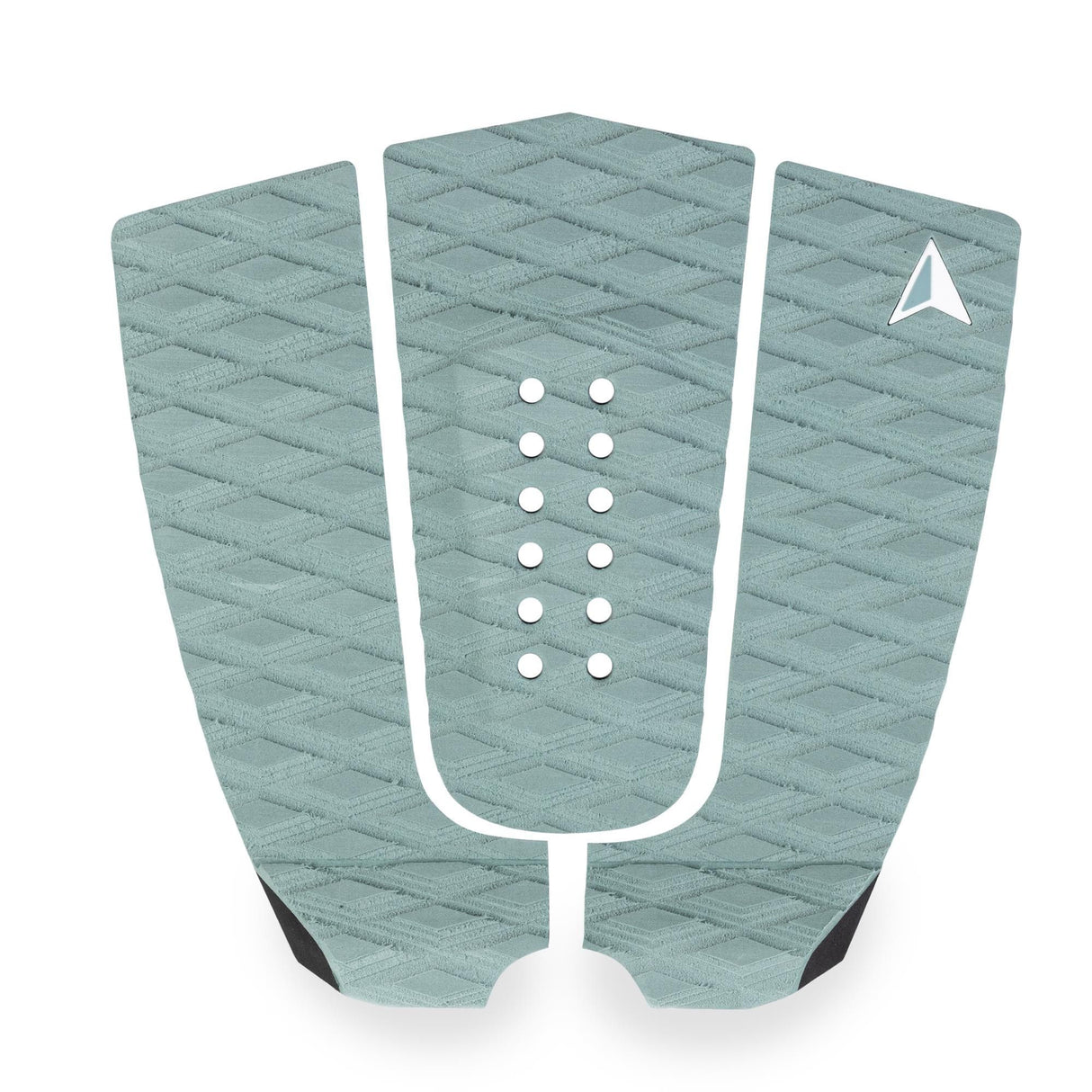 Roam Footpad Deck Grip Traction Pad 3-tlg grün mit Lochdesign, Draufsicht auf Surfboard-Belag mit rutschfester Oberfläche