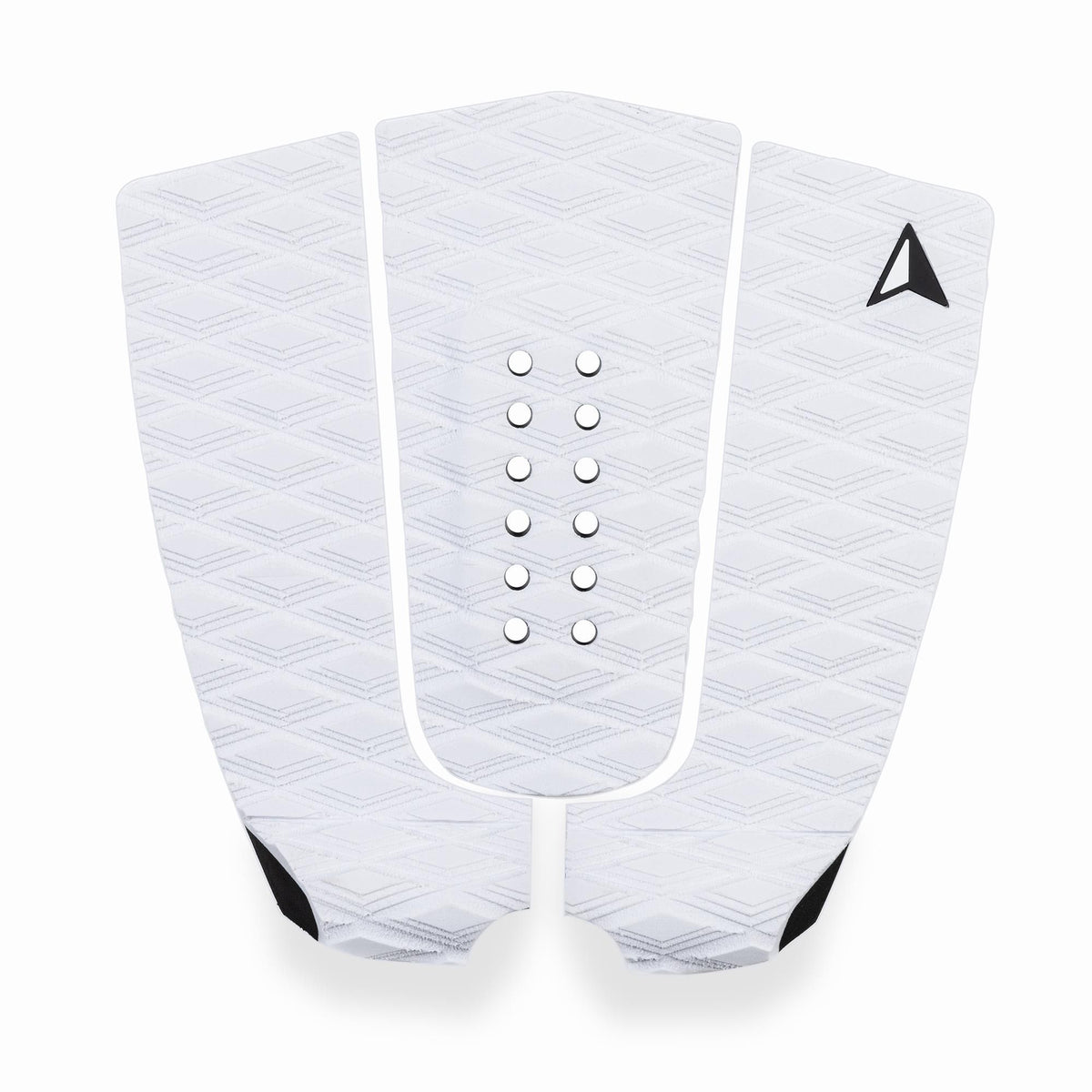 Roam Footpad Deck Grip Traction Pad 3-teilig weiß mit Lochungen, Draufsicht auf strukturierte Oberfläche